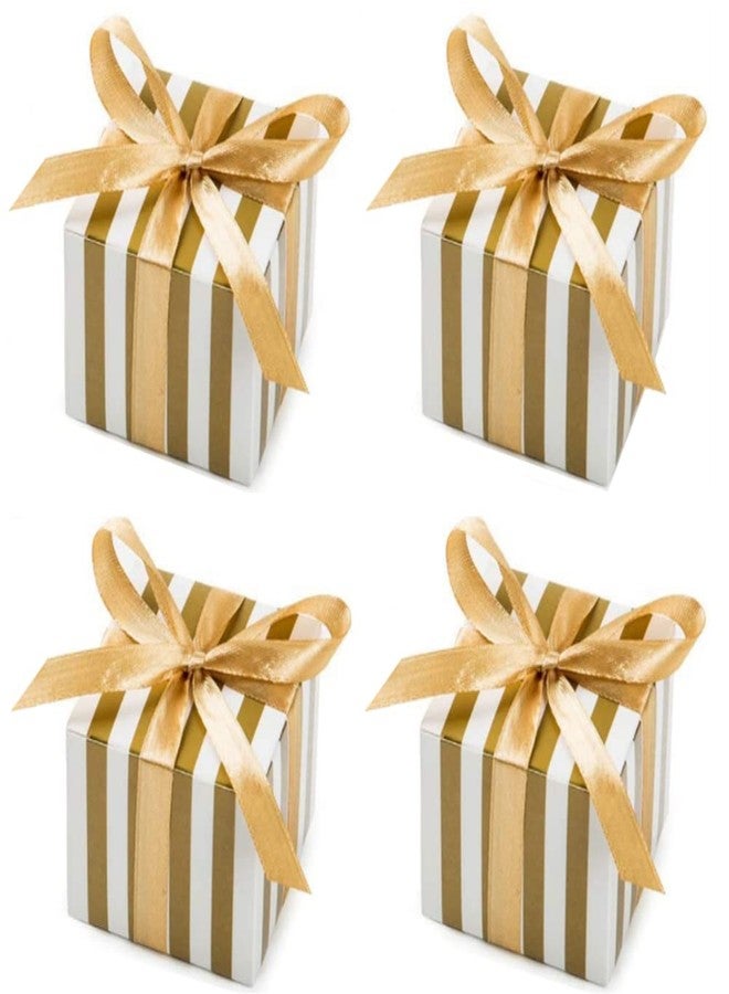 KUPOO 50PCS Favor Boxes,Candy Boxes 2.2x2.2x2.2 Inches Small Gift Boxes with Ribbons for Wedding Baby Shower Decorations Birthday Party (Gold) - Image 1